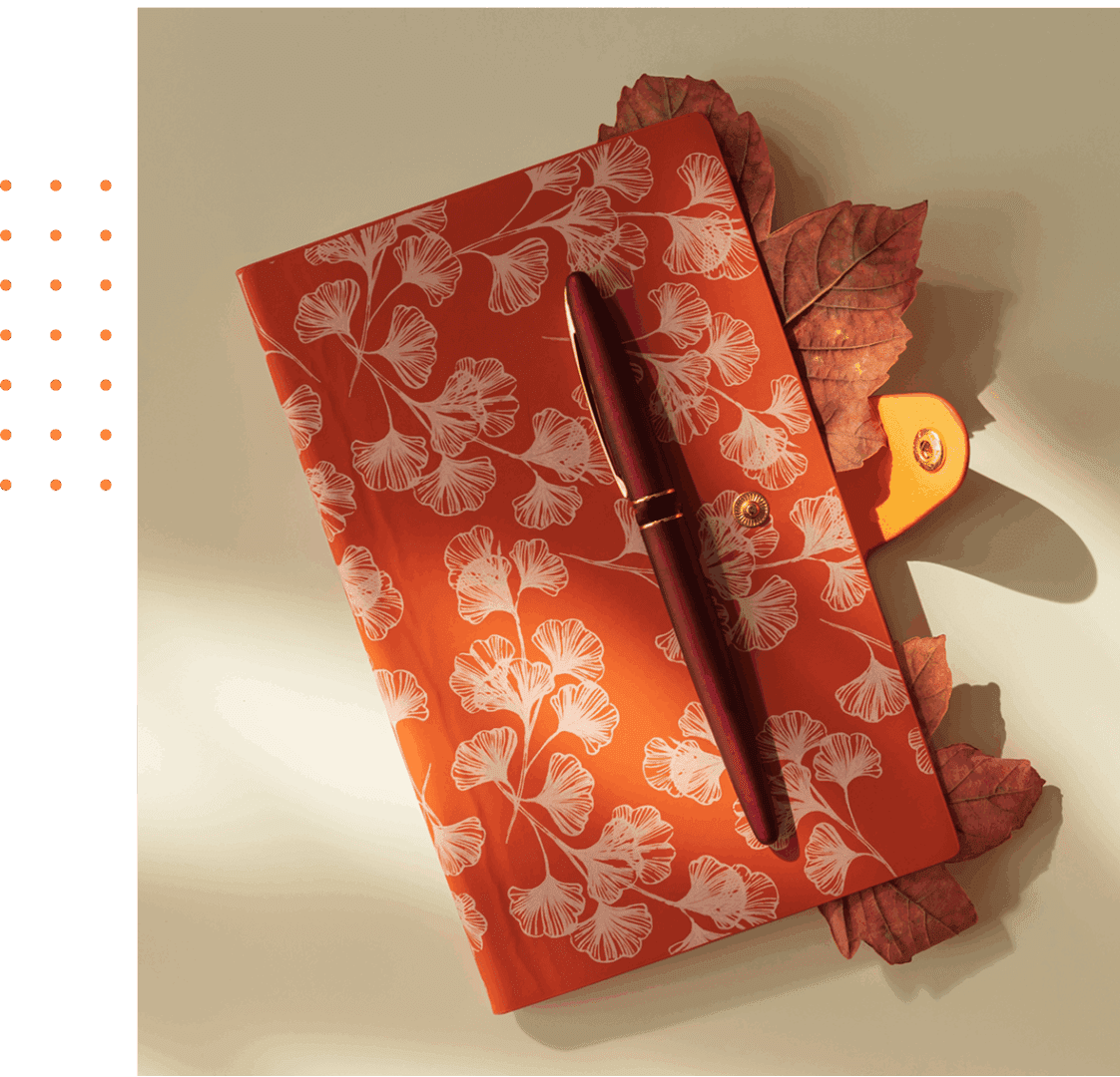 Decorative journal with fall leaves